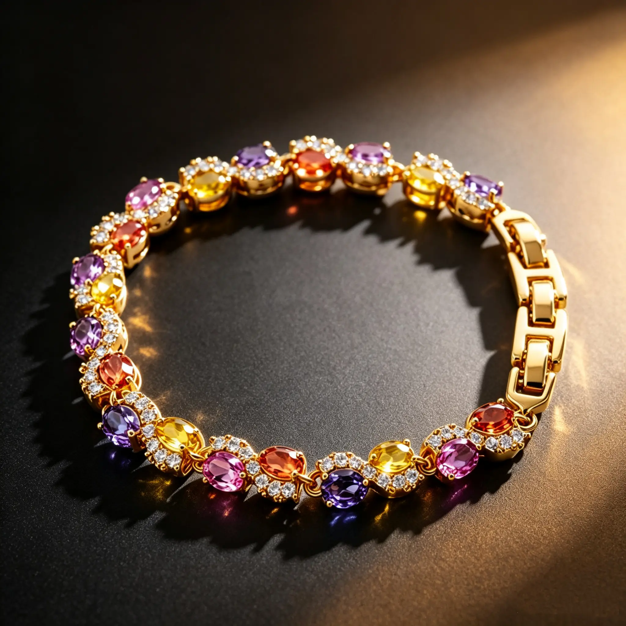 Sparkly Macaron Multicolor Zircon Bracelet for Women, Pastel Stackable Bangle, Non-Fade Cute Jewelry Gift for Her, Daily Wear Anniversary Bracelet