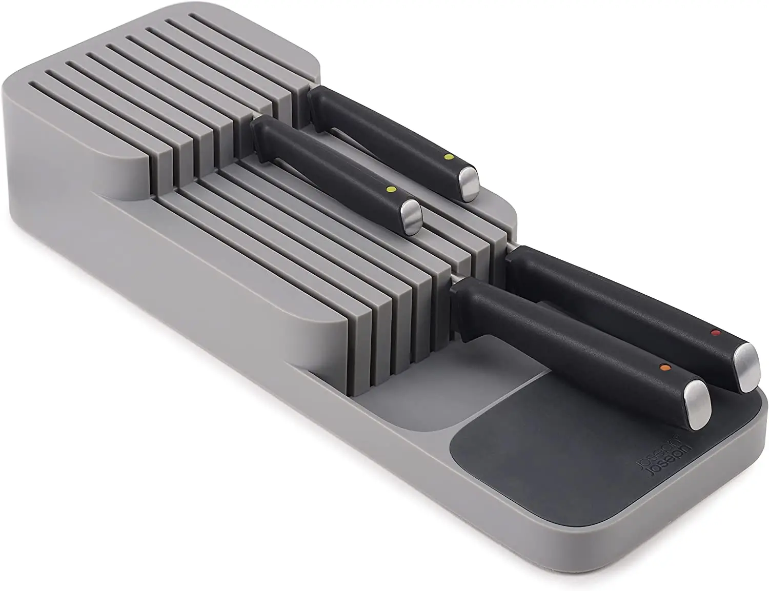 Joseph Joseph Drawerstore Knife Organizer, Holds up to 9 Knives, Kitchen Organization & Drawer Storage – Compact, Gray