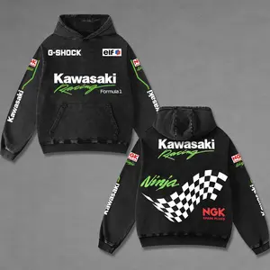 Retro NGK Spark Plugs Kawasaki Racing Washed Motorcycle Vintage Hoodie, GP of The Americas Sportbike Graphic Merch, Acid Washed Streetwear Clothing, Unisex Dirt Bike Racing Hoodie, Vintage Motorsport Hoodie, Speed Culture Men's Wear, Designed for Biker
