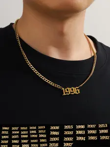 Men's Street Style Stainless Steel Number Decor Necklace, Alphabet necklaces, 1 Count Casual Trendy Pendant Necklace, Fashionable Jewelry for Daily & Party Decoration