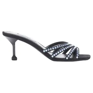 Pre-owned Prada Women's Prada crystal rhinestone strappy open toe mid heel sandal by Rebag