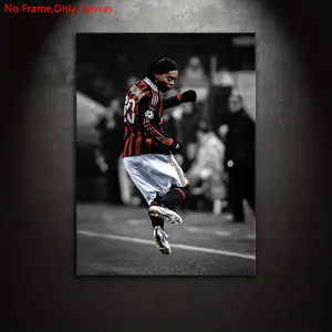 1 piece/set frameless canvas painting print poster, selective color photography style art, Ronaldinho, a perfect gift for football culture enthusiasts, ideal gift for bedroom, living room, dorm hallway, kitchen, mural, wall decoration, room decoration