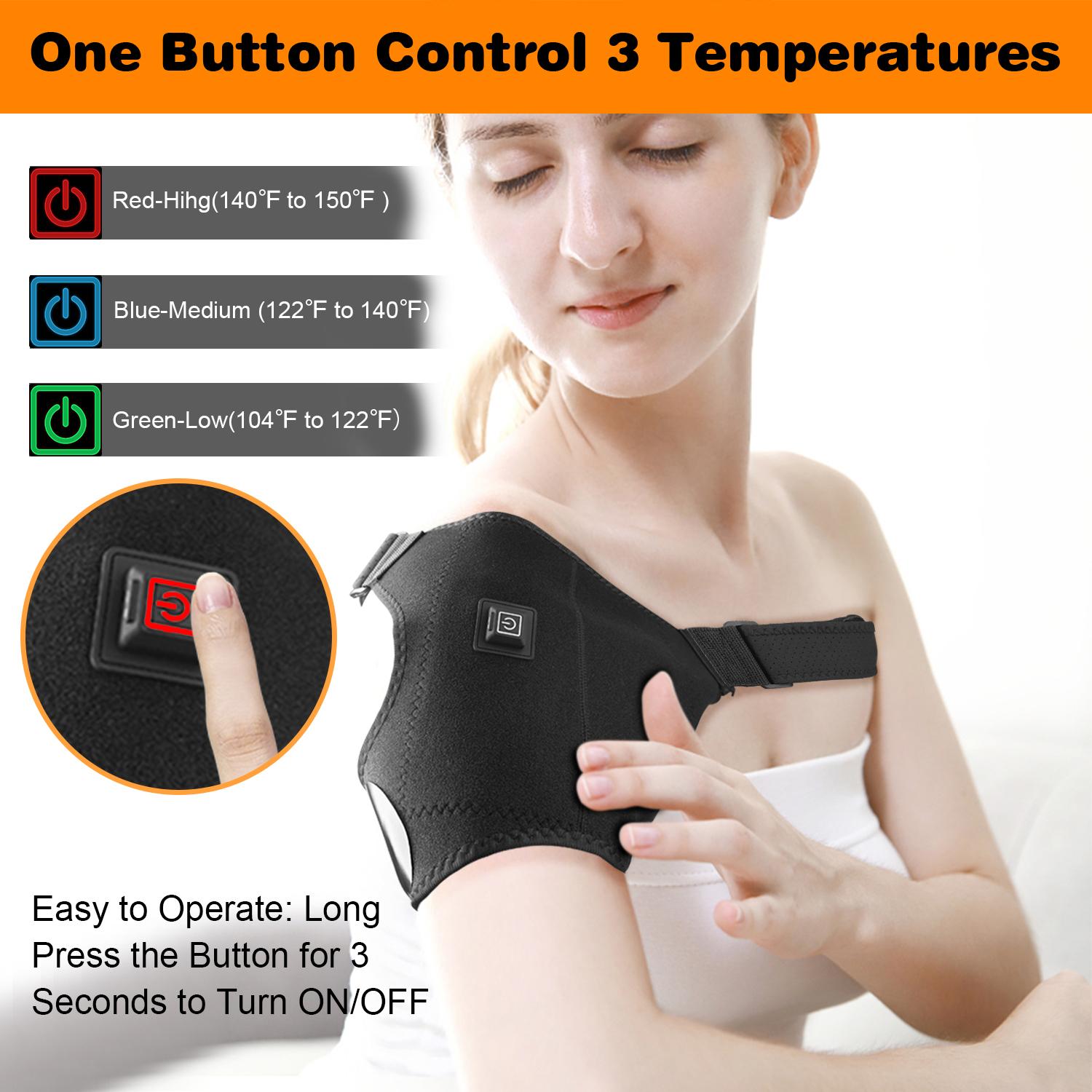 Adjustable Heated Shoulder Support,3 Heat Levels,Breathable Neoprene,Comfortable Fit,Adjustable Strap,Pain Relief,for Shoulder Injuries,Soreness,Frozen Shoulder and Recovery Adjustable Heated Shoulder Support,3 Heat Levels,Breathable Neoprene,Comfortable Fit,Adjustable Strap,Pain Relief,for Shoulder Injuries,Soreness,Frozen Shoulder and Recovery