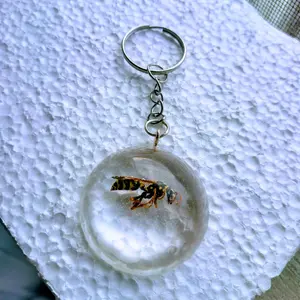 Real Yellow Jacket Wasp Insect Keychain - Perfect Accessory for Your Keys
