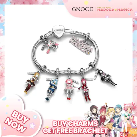Officially Licensed Puella Magi Madoka Magica MULA S925 Shiny Silver 4.5mm Enamel Gem Madoka Kaname Dangle Charm - Witchy Jewelry, Stackable Bracelets & Bangles Fit, Anime Addicts Gift, Trendy Jewellery Accessories, Japanese Arm Candy Anniversary Present