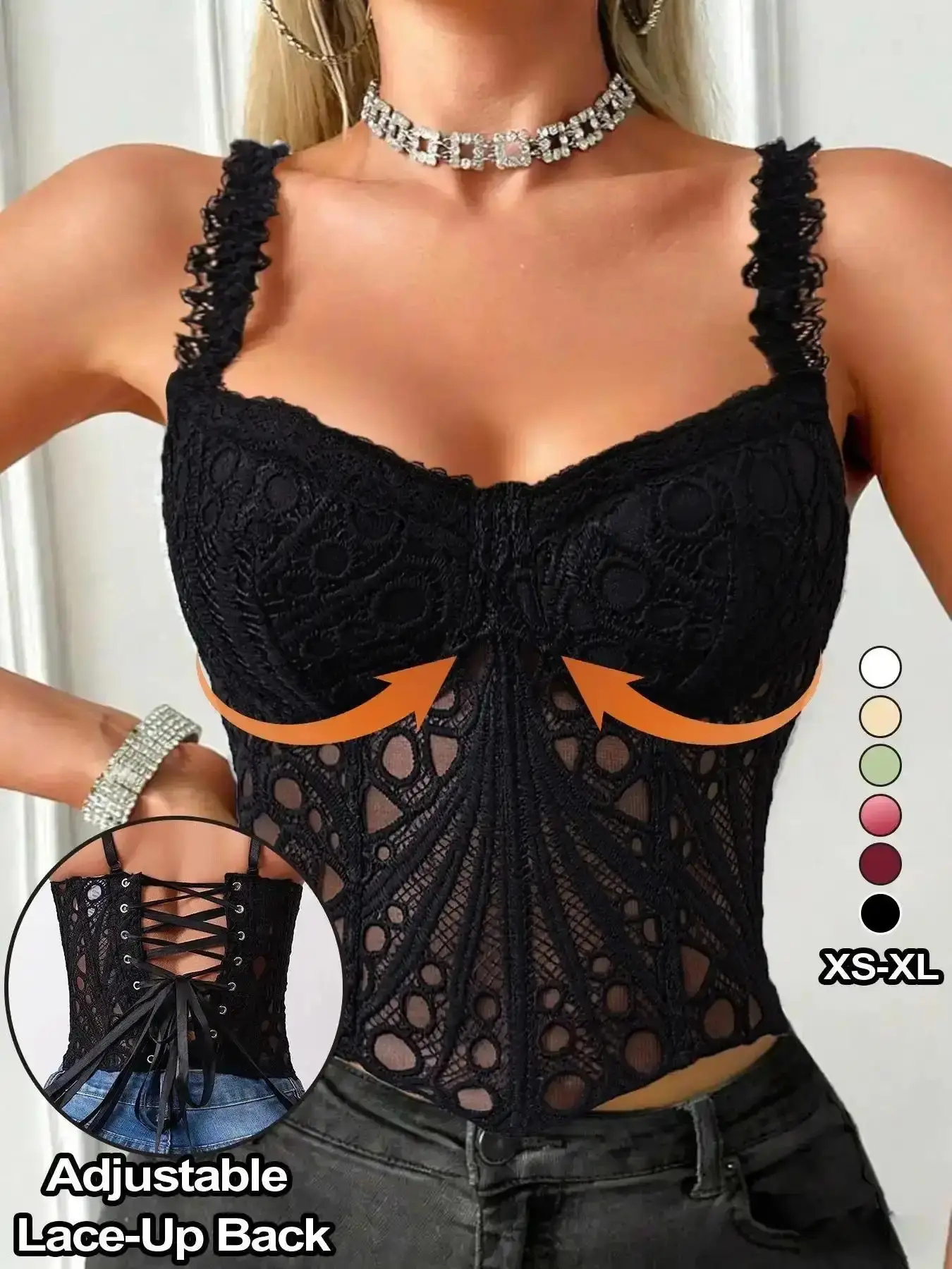 Irregular Lace Women's Double Layer Waist Cincher Corset Shaper Adjustable Straps Fashionable Shaping Enhancer Slimming Outline chic piece classic staple essential basic easy care musthave piece everyday top sexy style