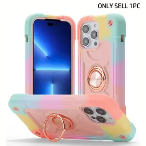 Shockproof Phone Case with Ring Holder, 1 Count Fashion Phone Protective Cover, Phone Accessories Compatible with iPhone 11 12 13 14 15 16 17Air 17 Pro Max, Shockproof Protector