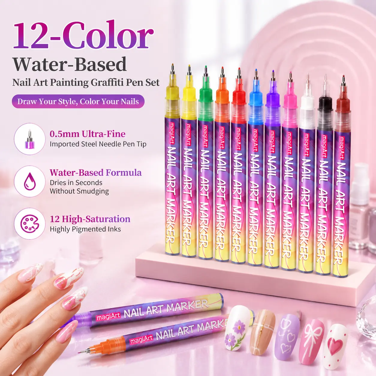 12 Color Nail Doodle Pen for DIY Nail Art Quick Drying Acrylic Painting and 3D Dot Embroidery mma Acrylic Nail - On Nails Quick Drying Dot Stitching Nail Art Pen for Home and Salon DIY, Nail Care Cutics Manicure Polish Cosmetic, deals for you days!