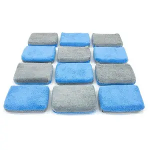 12-Pack Thin Microfiber Coating Applicator Sponges with Plastic Barrier, Automotive Car Wash & Maintenance Accessory