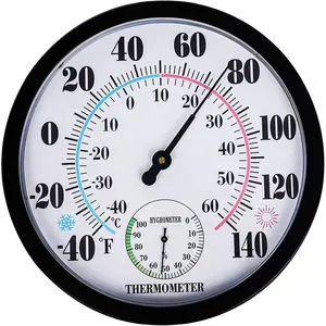 Indoor Outdoor Thermometer Hygrometer Waterproof Hanging Wall Thermometer Decorative with Large Numbers No Battery Needed for Patio