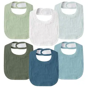 BABY Muslin Drool Bibs  Boys Girls 6 Pack, Adjustable Baby Bibs  Drooling and Teething, Soft Cotton Baby Bandana Bib  Newborn Feeding Essentials (Green)