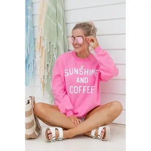 Sunshine and Coffee Pink Graphic Sweatshirt