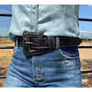 The Stockyards Tooled Belt ~ Black