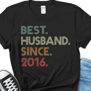 9th Wedding Anniversary T-Shirt - Best Husband Since 2016 - 9 Year Married Gift for Him B1Y