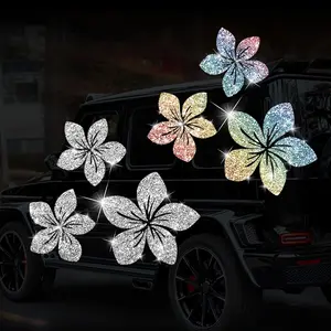 Shiny Diamond Car Sticker Decal, Durable Vinyl Flower Design for Cars & Laptops, External Decoration Accessory, Stylish Auto Decor
