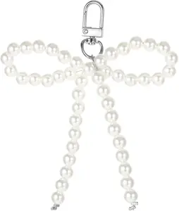 Heart Pearl Bow Keychain Y2k Bowknot Keyring Sweet Bag Car Keys Charms Accessories for Car Keys Bow Keychain Accessories Women