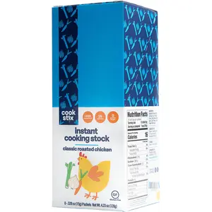Cookstix Classic Roasted Chicken Stock - 8 Stix Instant Cooking Stock for Creamy Risotto & Comforting Sauces - 24 oz Each - US Flavor Soup Base