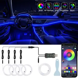 RGB 5in1 Ambient Lighting Kits 276inch Fiber Optic Car Neon Lights Interior LED Strip Music Mode Wireless App Control Starlight Car Roof Accessories