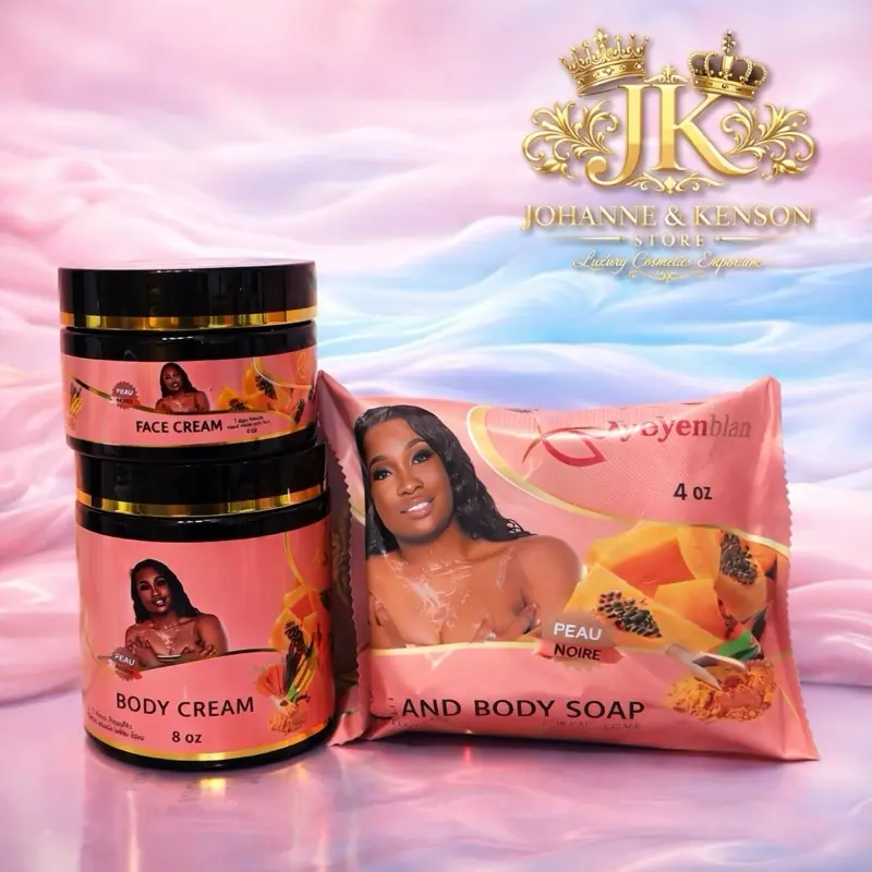 JK Byennoir Face & Body Cream with Soap for Soft Radiant Skin Infused Body Cream for Glowing Look 8 oz & 4 oz