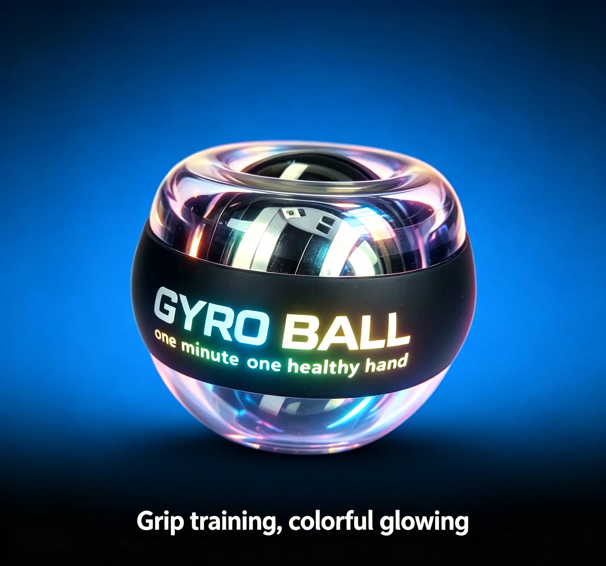 Self-Starting Gyro Ball Grip Training Aid - Unisex Hand Gripper Strengthener, Portable Sport Training Equipment with Color-Changing Lights for Office Stress Relief, Strength Conditioning Equipment