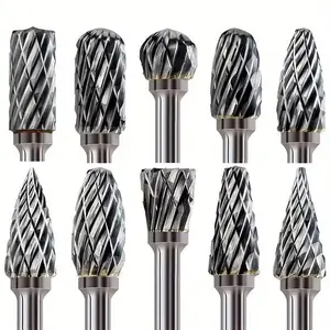 10-Piece Tungsten Carbide Cutting Head Set Drill Bits Tool Accessories for Engraving, Polishing and Grinding Steel, Wood, Metal, Stone, Tile, Durable Rotating Design