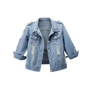 Women’s 3/4-sleeve casual slim-fit denim jacket