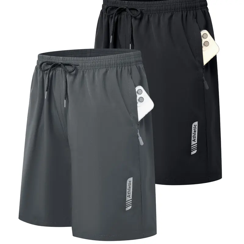 HOPLYNN Men's 2-Pack Mesh Athletic Basketball Shorts - Breathable, Quick-Dry, with Pockets, Ideal for Gym, Fitness Training
