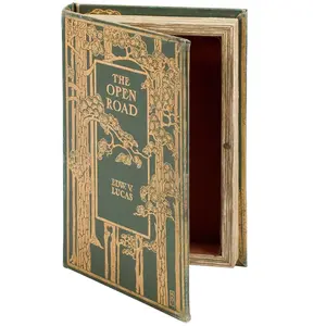 Storage Box with Book-Style Cover in The Open Road Vintage Book Box | Trees Book Shaped Storage Stash Trinket Box