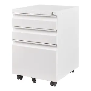 Yizosh 3 Drawer Mobile File Cabinet with Lock Black Under Desk Rolling Filing Cabinet Metal Locking File Cabinet on Wheels for Legal Letter A4 File Full Assemble Home Office Furniture