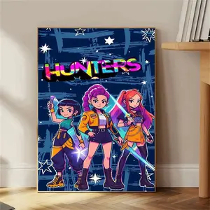 Frameless Huntress Group Fashion Poster Wall Art, HD Canvas Print, Home Decor for Living Room Bedroom, Trendy Art Hanging Painting