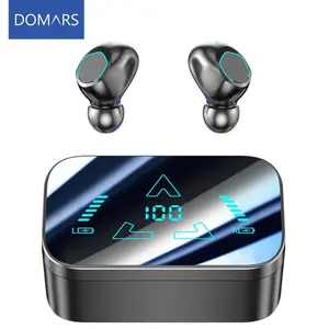 Domars Wireless Earbuds, Bluetooth 5.4 Headphones Stereo Playback HD LED Digital Display Ear Buds with ENC Noise Canceling Headset, Earphones for Gym/Outdoors Running/Work (Black White)