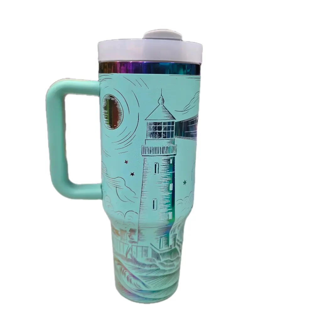 40oz Lighthouse Laser-Engraved Tumbler, Kitchenware Drinkware with Custom Engravings for Everyday Use