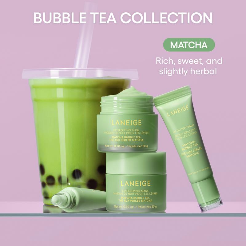 Laneige Bubble Tea Lip Sleeping Mask, Matcha + Taro, Moisturizing, Glossy, Lip Mask, Korean Lip Care