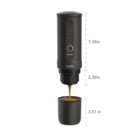 OutIn Nano Lightweight Portable Self-Heating Coffeemachine - Type-C/USB-C Compatible, 200s Self-Heat 20-Bar Pressure, Car & USB Power, At Home Use, Works with NS Capsules & Ground Coffee