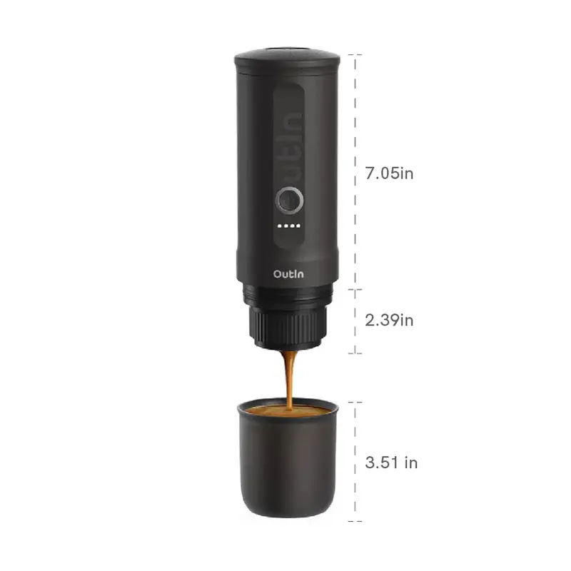 OutIn Nano Lightweight Portable Self-Heating Coffeemachine - Type-C/USB-C Compatible, 200s Self-Heat 20-Bar Pressure, Car & USB Power, At Home Use, Works with NS Capsules & Ground Coffee
