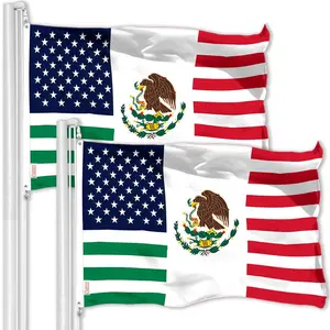 G128 2 Pack: Mexico USA Friendship Flag | 3x5 Ft | LiteWeave Pro Series Printed 150D Polyester | Specialty Flag, Vibrant Colors, Brass Grommets, Thicker and More Durable Than 100D 75D Polyester