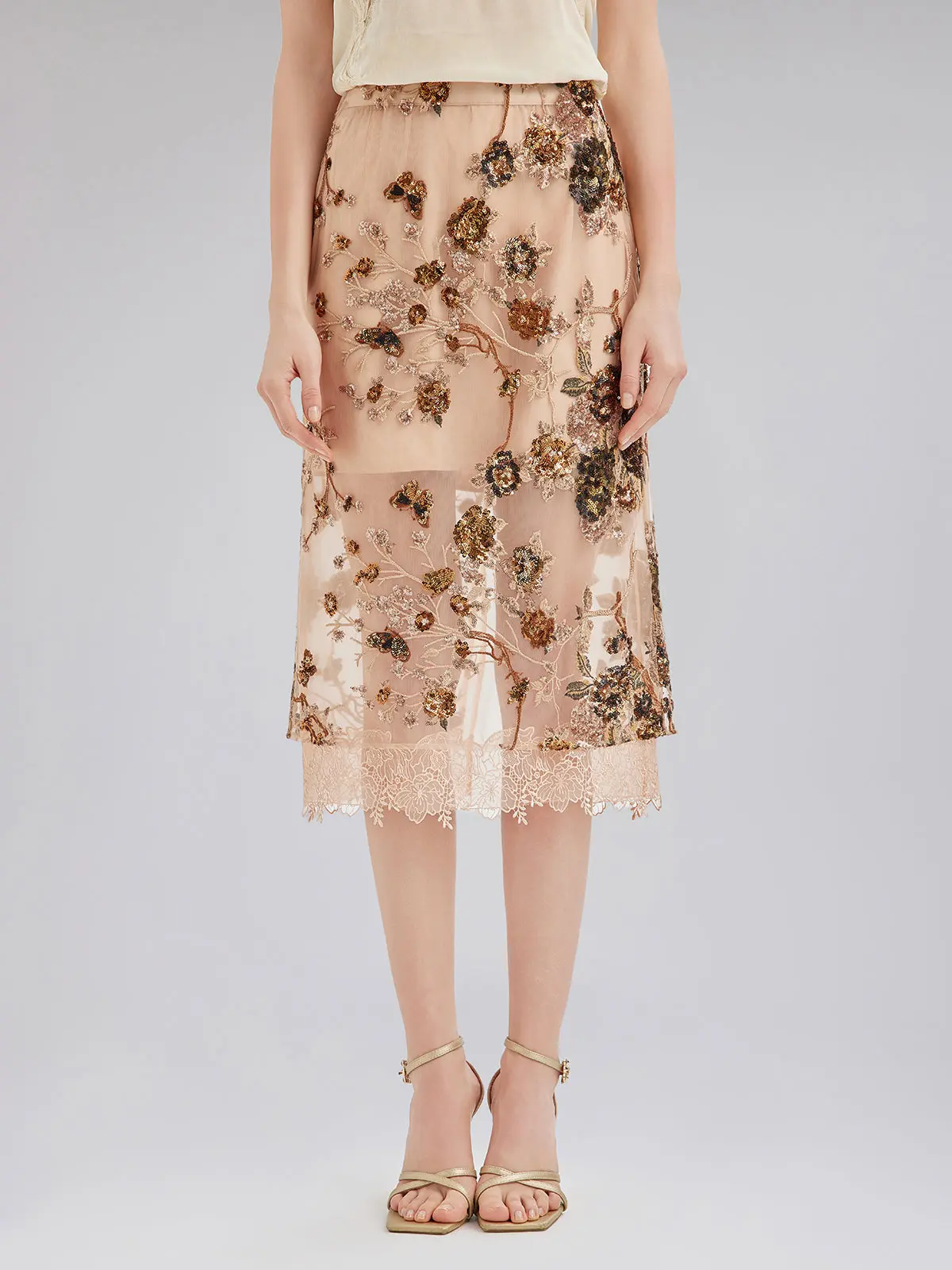 Final Sale | Luxurious Embroidered Sequin Skirt