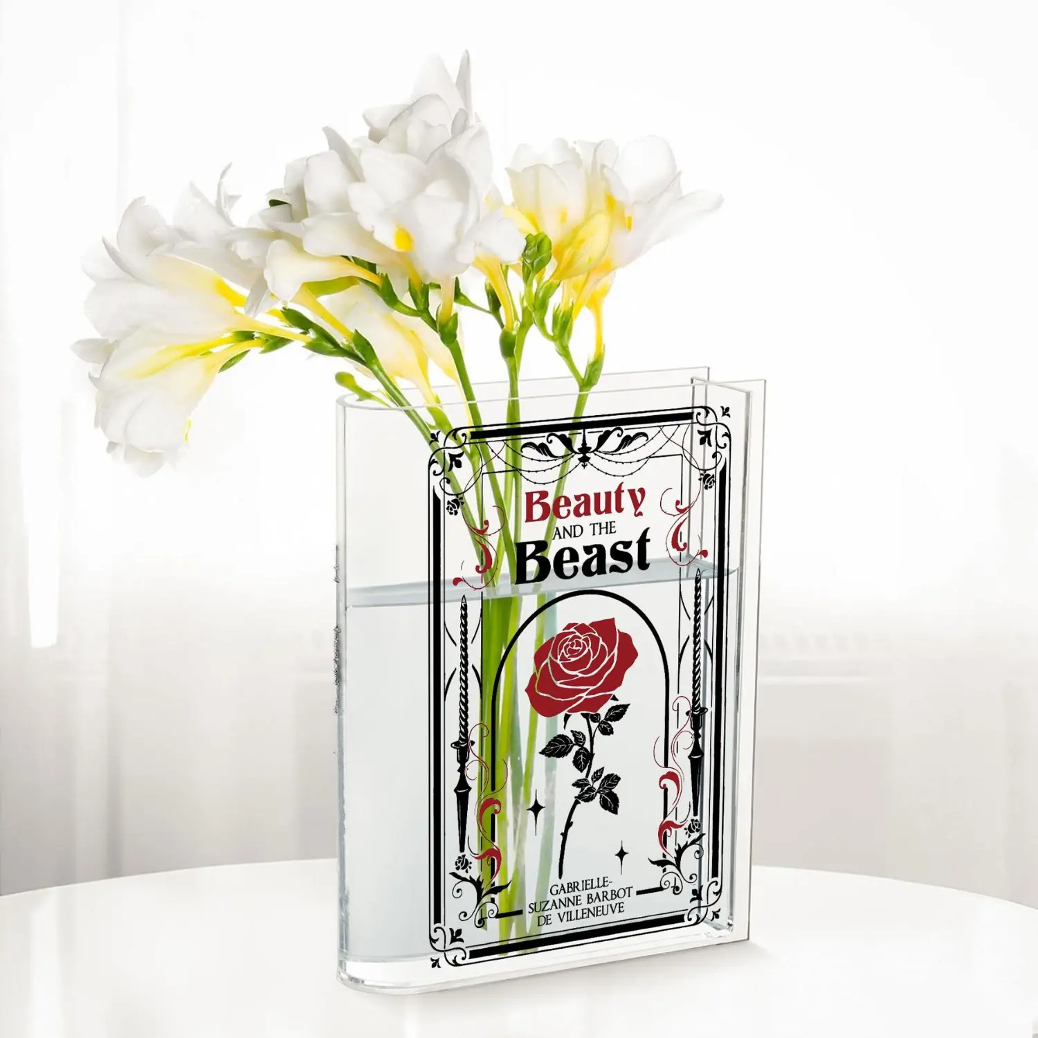Beauty n The Beast Acrylic Book Vase | Bookish Home Decor for Readers & Aesthetic Book Lovers