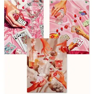 1/3/6-Pack Vintage Diamond Painting Kit for Adults Beginners Pink DIY Diamond Painting 5D Round Full Diamond Dot Art Fun Crafts Home Wall Decoration Gift