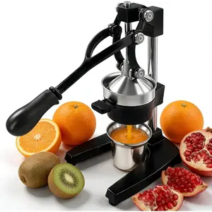 Manual Fruit Juicer Hand Press - Effortless Cast Iron Citrus Squeezer for Home - 304 Stainless, Dishwasher Safe - Extract from Pomegranate, Orange, Lemon - Non-Slip Base