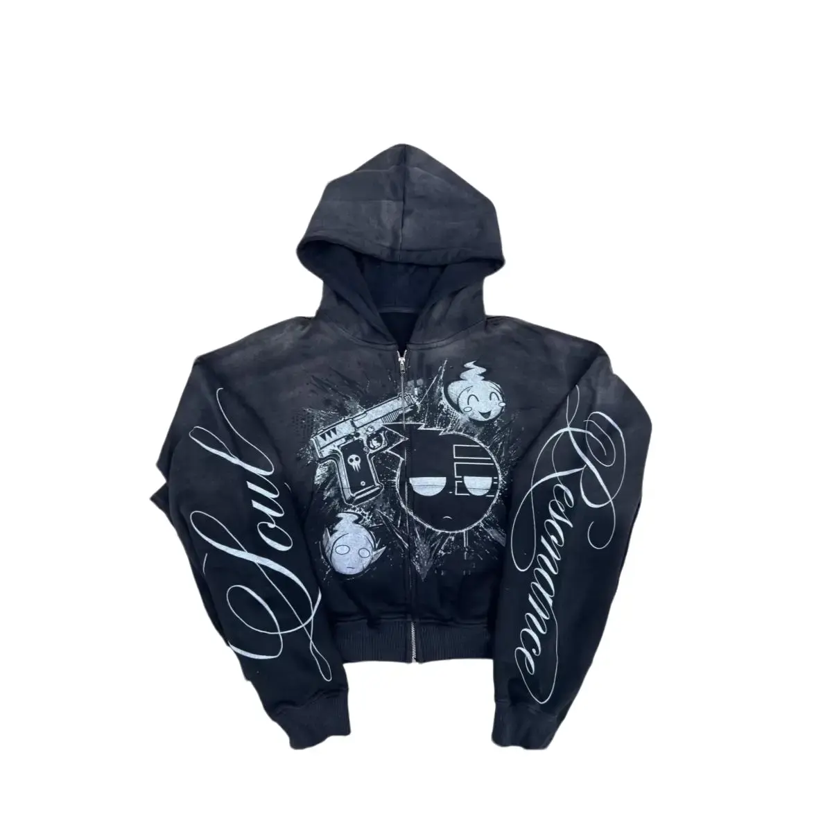 Soul Eater Hoodie Phantom Spirit Zip UP Hoodie Anime Inspired Death the Kid Fashion Sweartshirt Black Star Zip Up Hoodie