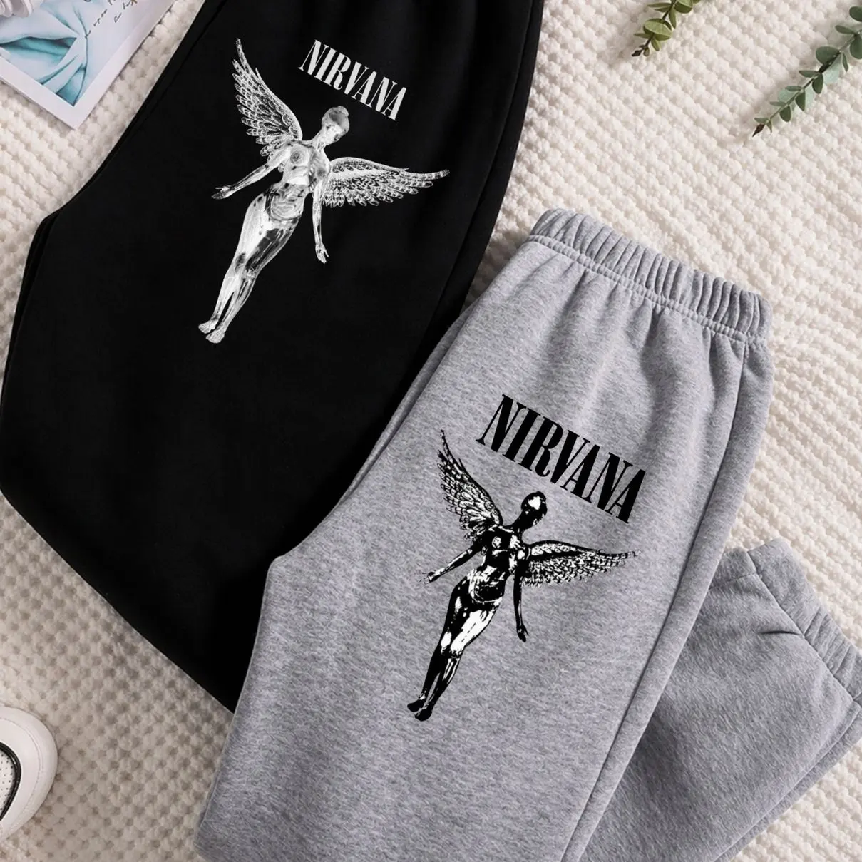 Vintage Nirvana Band logo Sweatpants, Cotton Graphic Sweatpants, Perfect Outfit For Outdoors, Menswear, Womenswear, Fit for Men and Women All Seasons Basics, Trending 26  O
