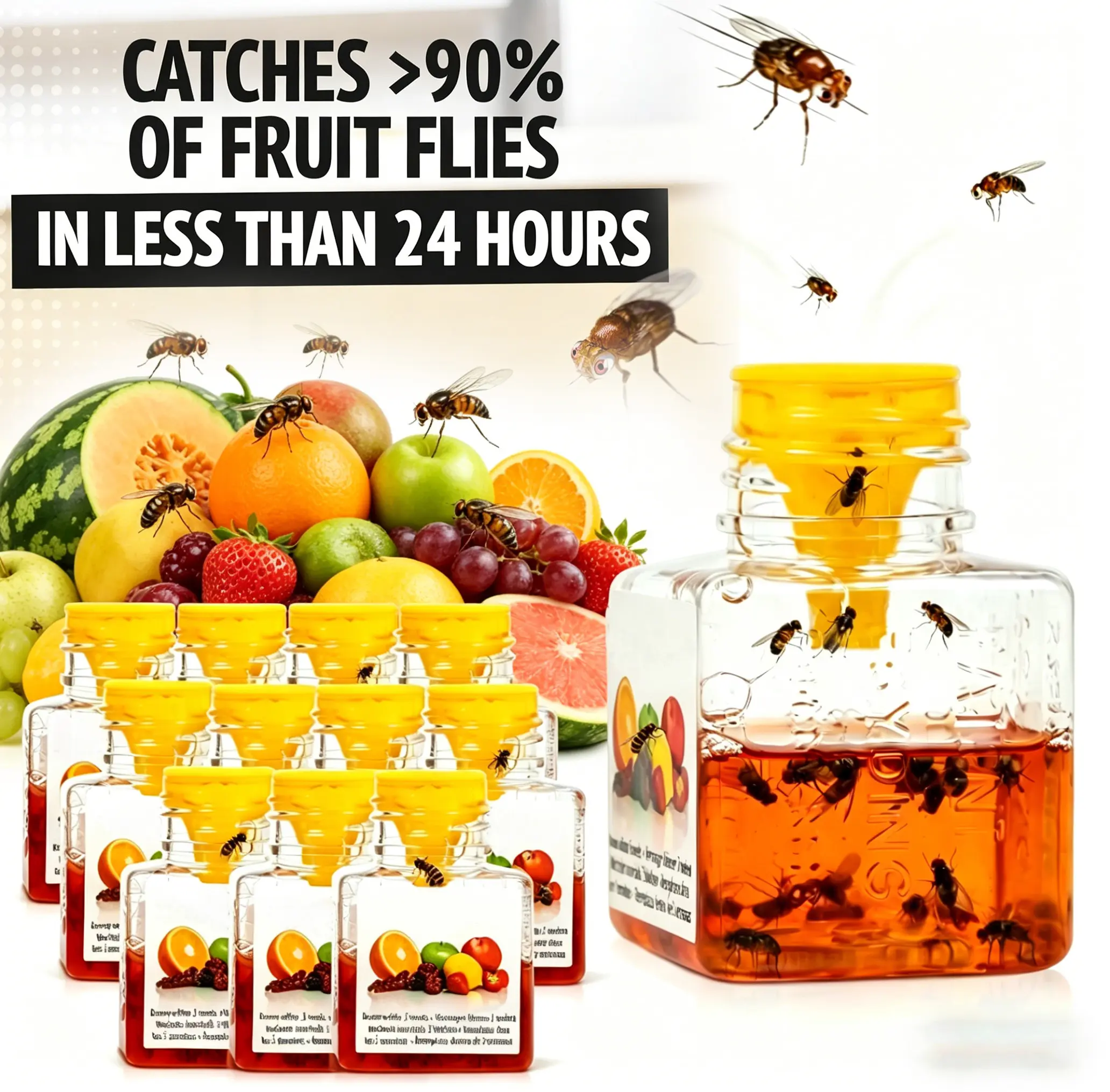 10PCS Fruit Fly Traps for Kitchen & Home | Effective Fruit Fly Catcher & Deterrent | Long-lasting Protection | Child & Pet Friendly