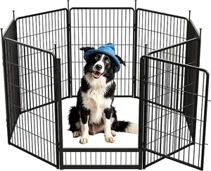 SunsGrove Dog Playpen with Wider Door, Heavy Duty Anti-Rust Dog Pen, Pet Playpen for Yard RV Camping (Black, 40 inch, 8 Panels)