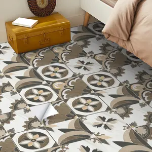 Self-Adhesive Vinyl Floor Tiles, 10pcs 20x20cm Retro Cobblestone Style, Easy Peel & Stick, Durable for Bathroom Kitchen Bedroom Living Room Decor