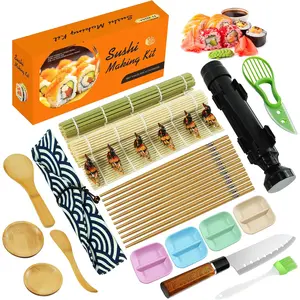 Sushi Making Kit, 27 count Sushi Maker Kit for Beginners, Sushi Roller Kit, Sushi Kit with Sushi Mat, Sushi Bazooka, Paddle & More, Sushi Making Tools Sushi Kit,  DIY Sushi Set Kitchen Accessories
