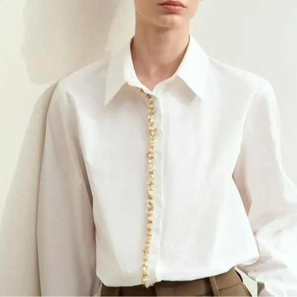 White Pearl Detail Blouse