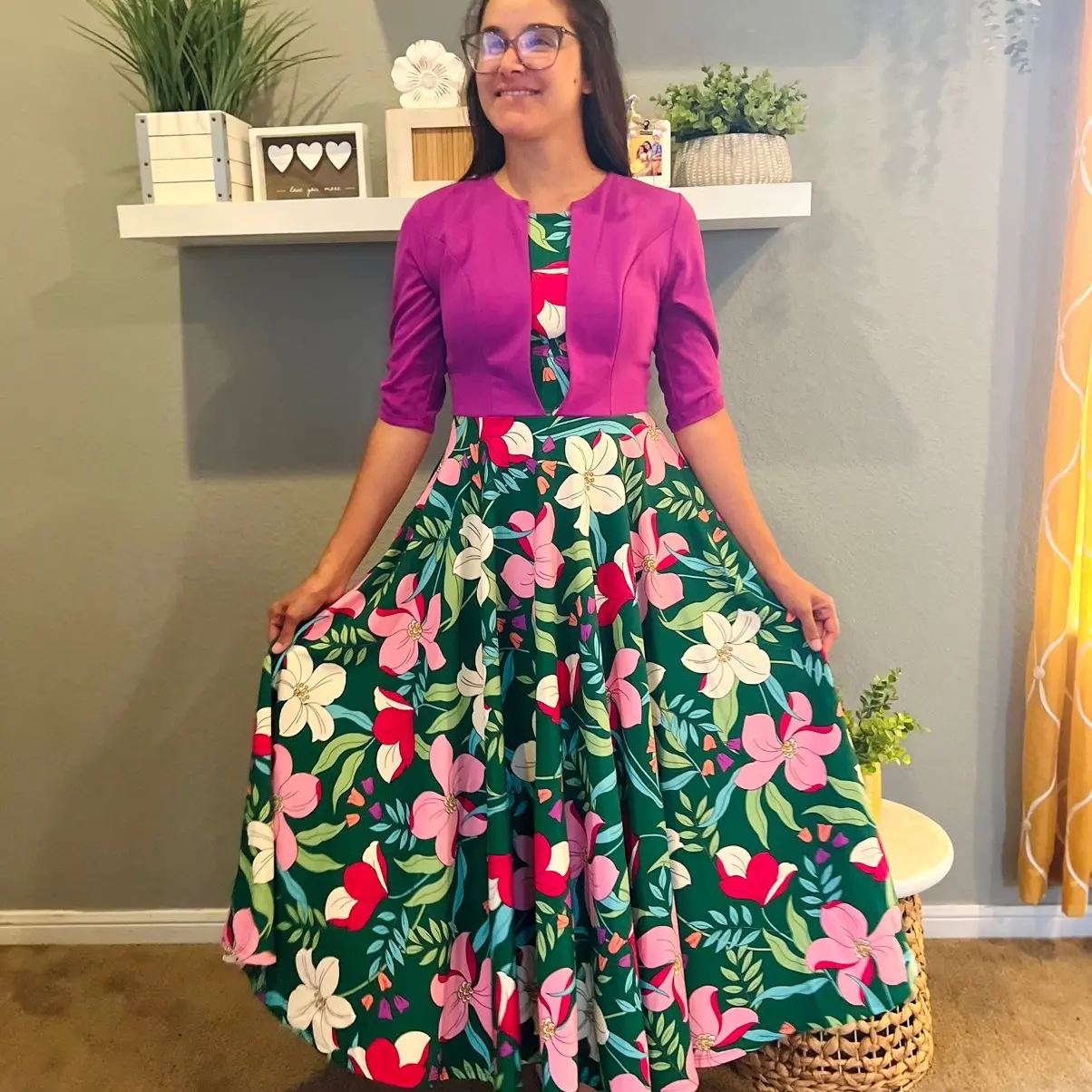Evelyn purple Blasee  Dress Floral Floral Floral