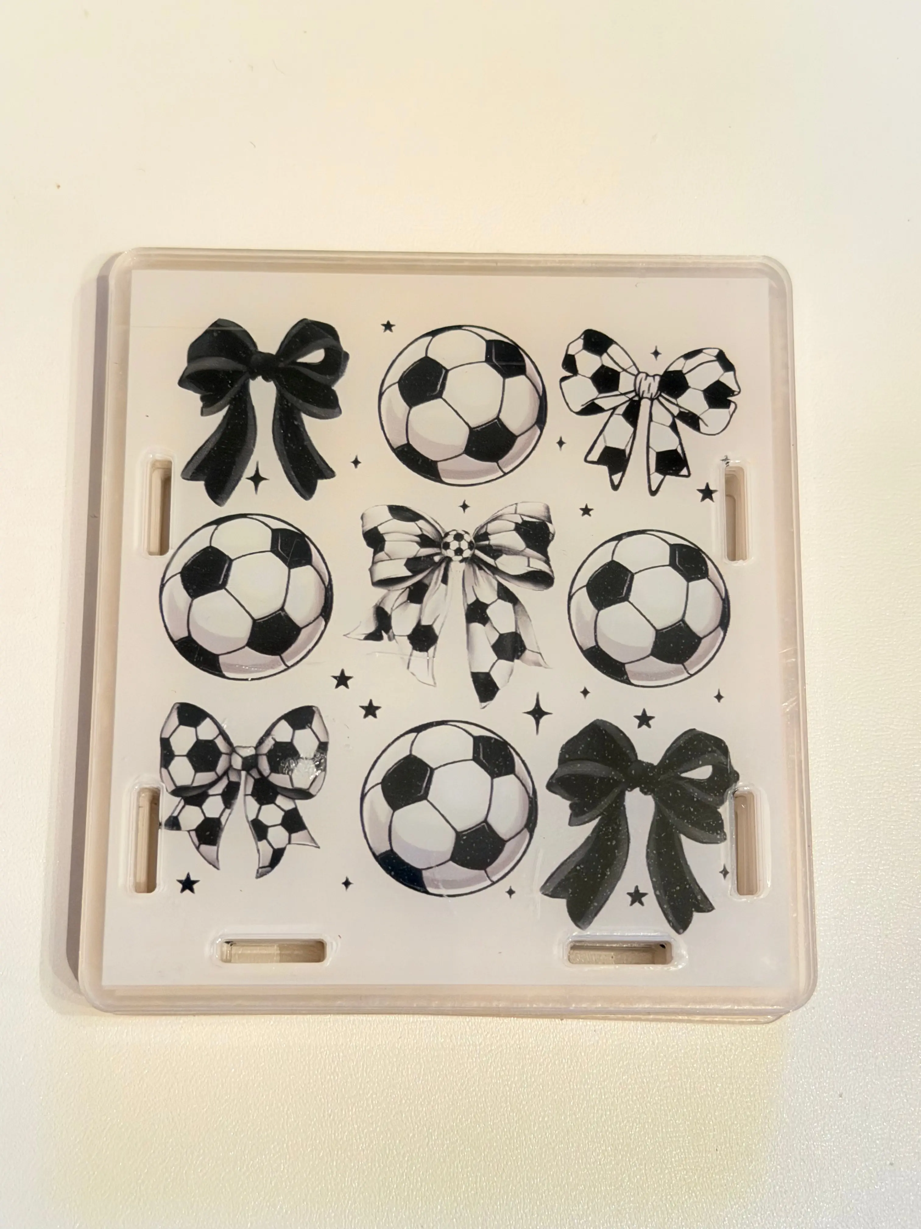 Acrylic Pen Holder-SoccerBall Bow