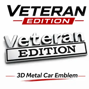 3D Metal Veteran Edition Car Emblem Badge – Military Style Auto Decal for Truck SUV Fender Tailgate